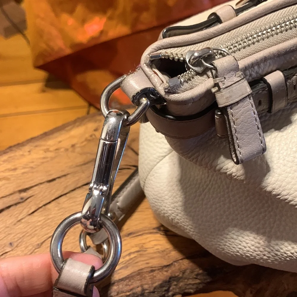 COACH MADISON SOPHIA PURSE IVORY CREAM WITH SNAKE PYTHON PRINT TRIM - Picture 7 of 14
